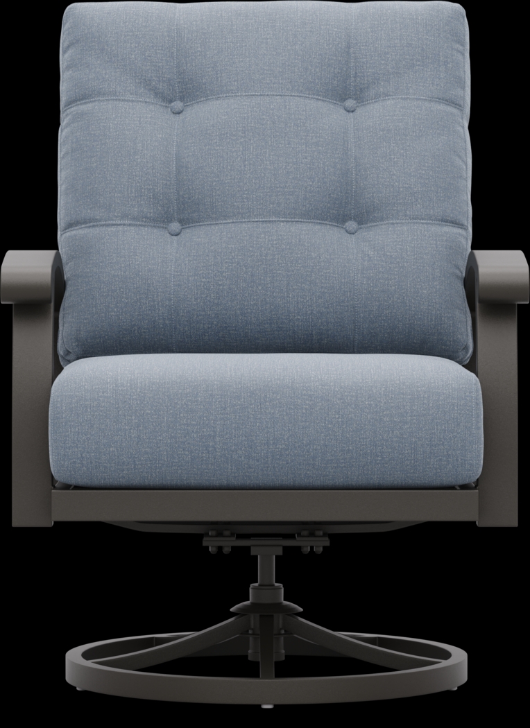 Lake Breeze Aged Bronze Outdoor Swivel Club Chair with Blueberry Cushions - Thumbnail - Image 2