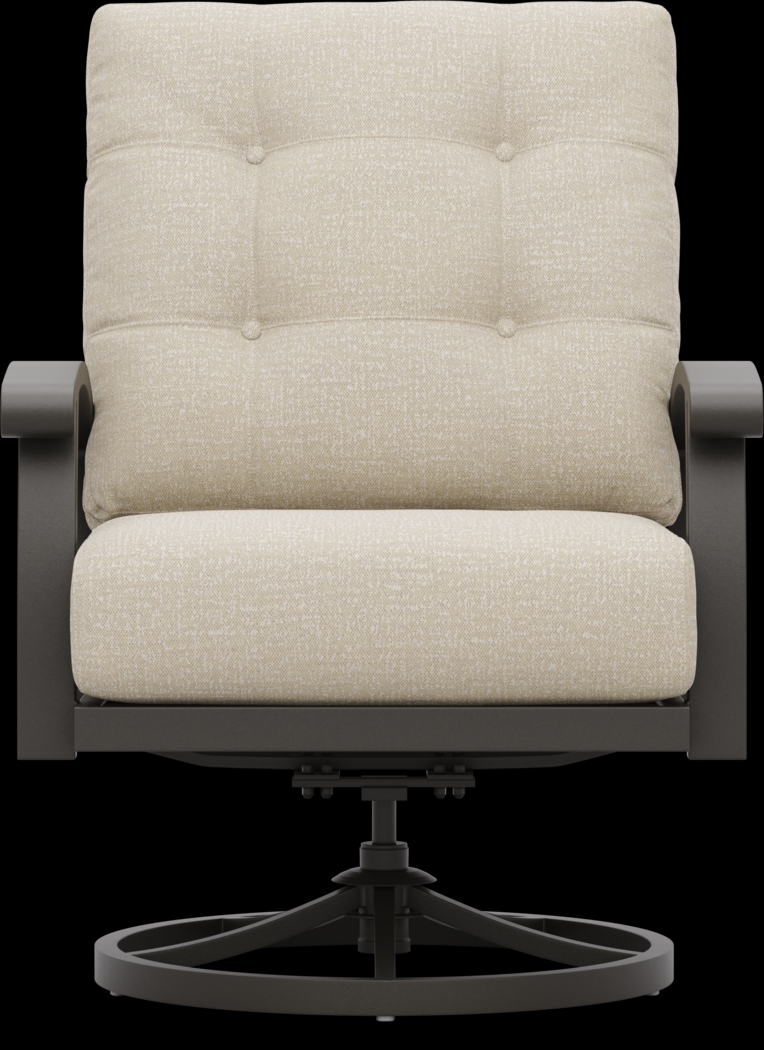 Lake Breeze Aged Bronze Outdoor Swivel Club Chair with Hemp-Colored Cushions - Thumbnail - Image 2