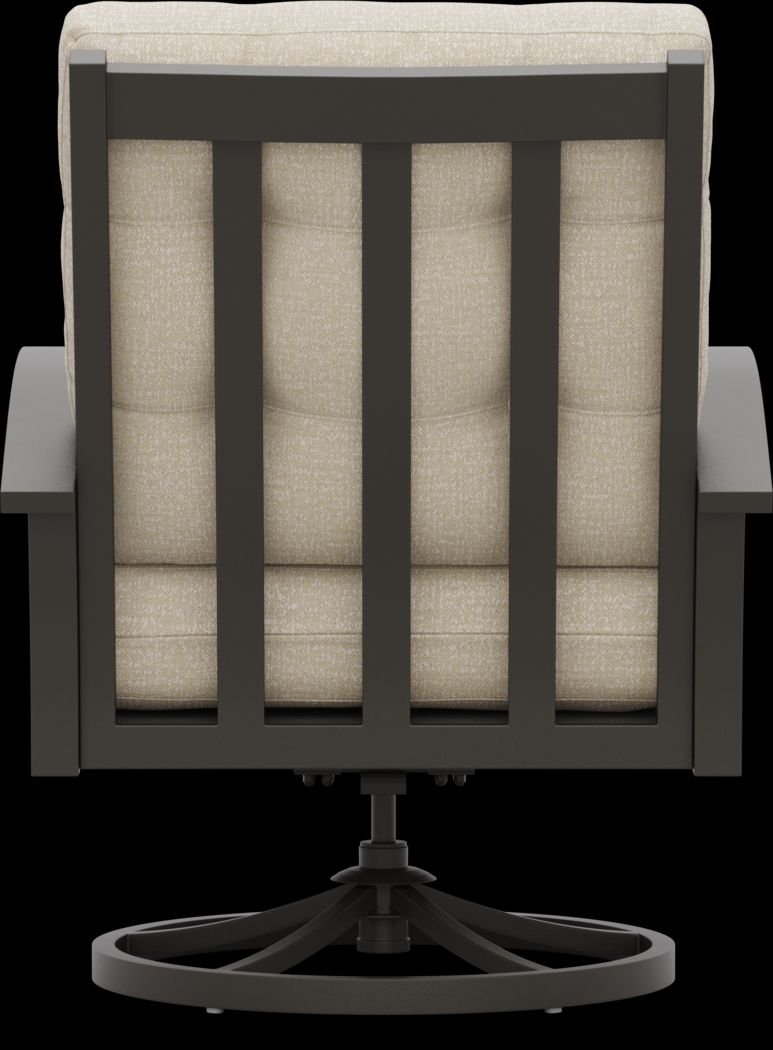 Lake Breeze Aged Bronze Outdoor Swivel Club Chair with Hemp-Colored Cushions - Thumbnail - Image 3