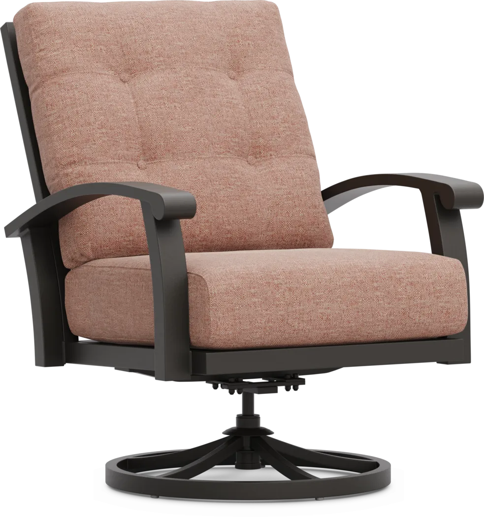 Lake Breeze Aged Bronze Outdoor Swivel Club Chair with Terracotta Cushions - Thumbnail - Image 1