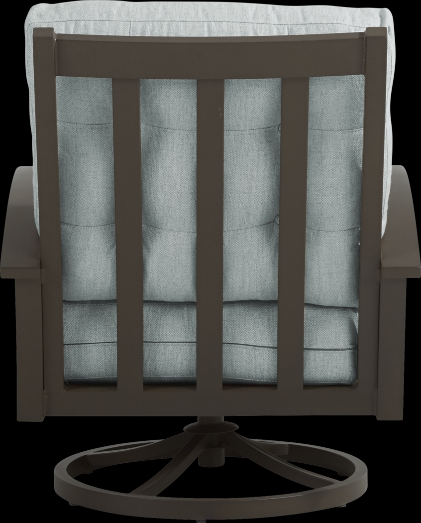 Lake Breeze Aged Bronze Outdoor Swivel Club Chair with Mist Cushions - Thumbnail - Image 4