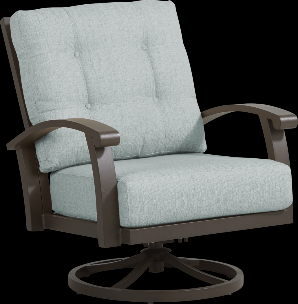 Lake Breeze Aged Bronze Outdoor Swivel Club Chair with Mist Cushions - Thumbnail - Image 1