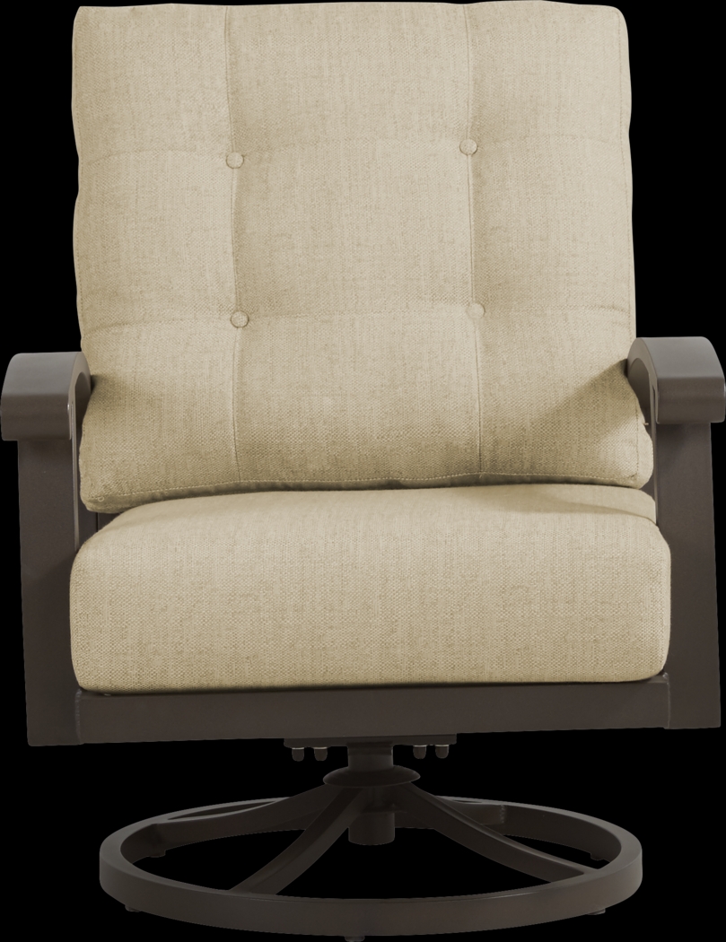 Lake Breeze Aged Bronze 5 Pc Fire Pit Set with Swivel Chairs and Straw Cushions - Thumbnail - Image 5