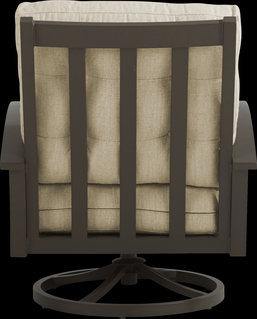 Lake Breeze Aged Bronze 5 Pc Fire Pit Set with Swivel Chairs and Straw Cushions - Thumbnail - Image 6