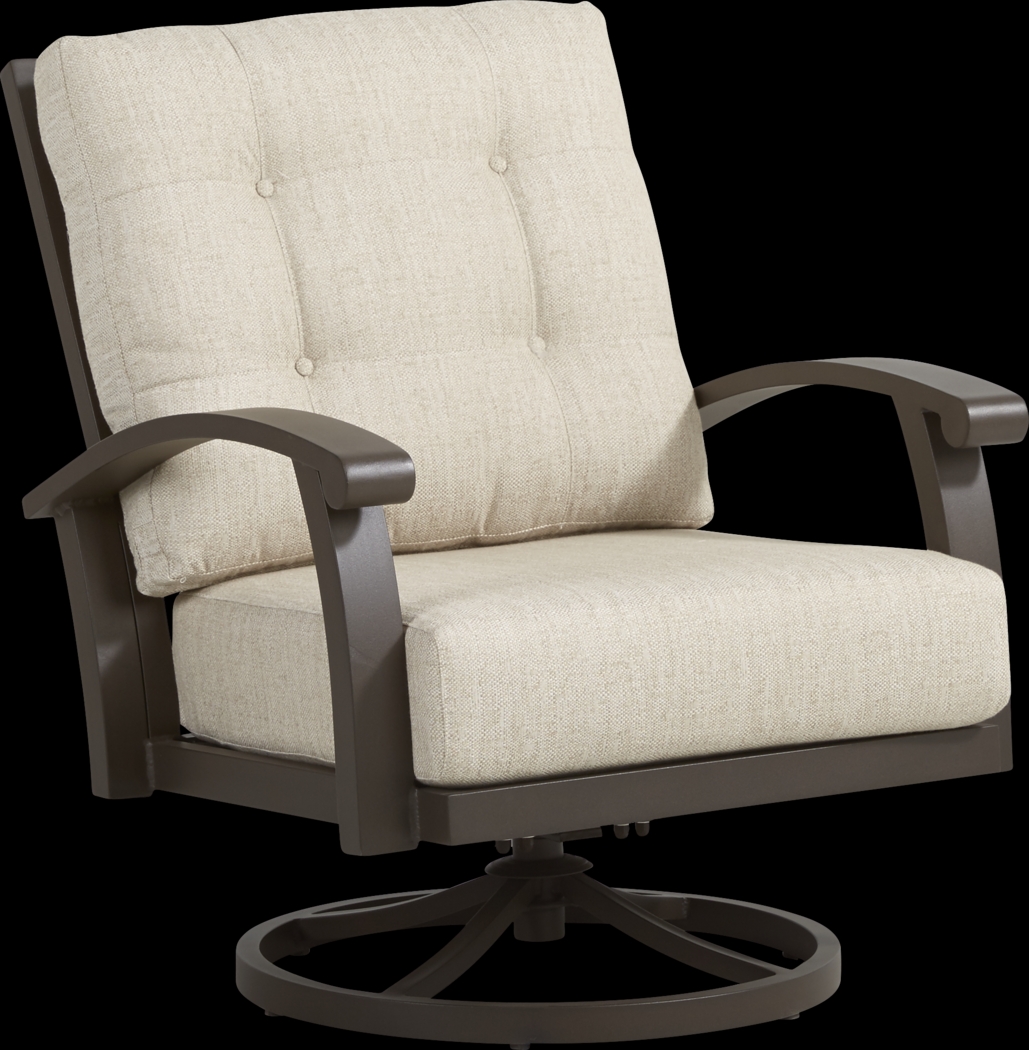 Lake Breeze Aged Bronze Outdoor Swivel Club Chair with Wren Cushions - Thumbnail - Image 1