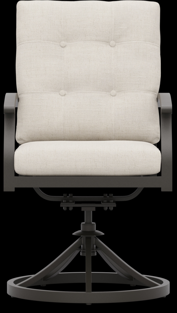 Lake Breeze Aged Bronze Outdoor Swivel Dining Chair with Parchment Cushions - Thumbnail - Image 2