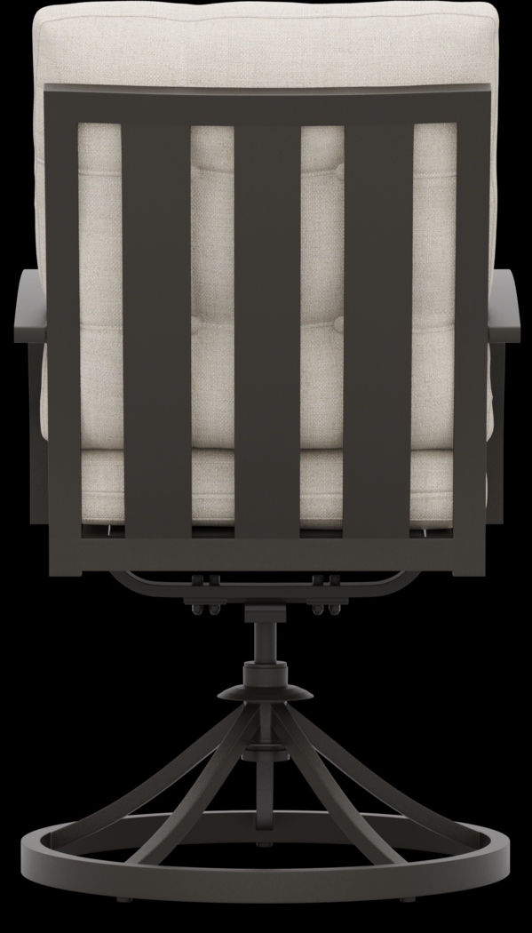 Lake Breeze Aged Bronze Outdoor Swivel Dining Chair with Parchment Cushions - Thumbnail - Image 3