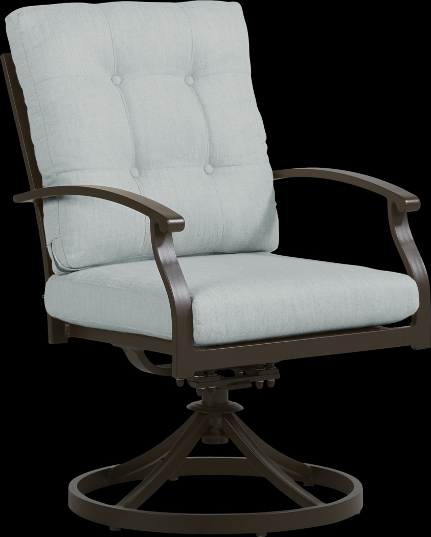 Lake Breeze Aged Bronze Outdoor Swivel Dining Chair with Mist Cushions - Thumbnail - Image 1