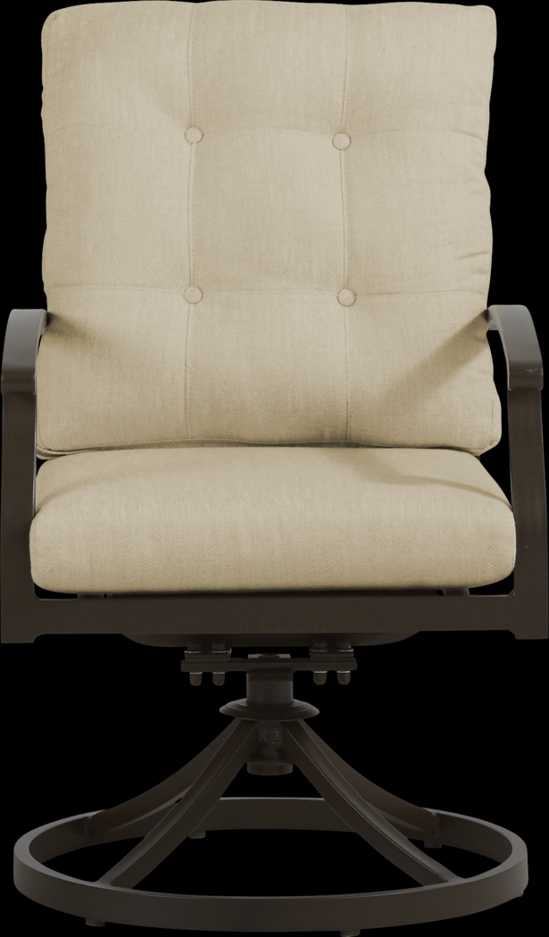 Lake Breeze Aged Bronze Outdoor Swivel Dining Chair with Straw Cushions - Thumbnail - Image 2