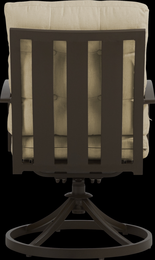 Lake Breeze Aged Bronze Outdoor Swivel Dining Chair with Straw Cushions - Thumbnail - Image 3