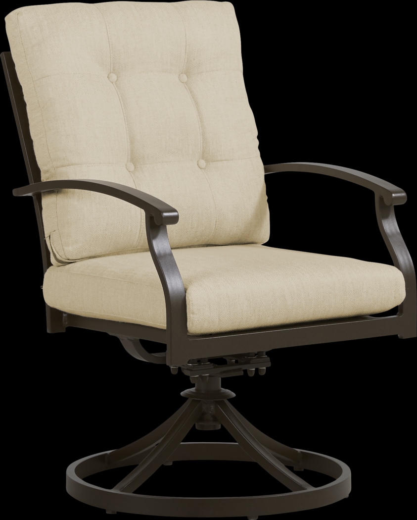 Lake Breeze Aged Bronze Outdoor Swivel Dining Chair with Straw Cushions - Thumbnail - Image 1