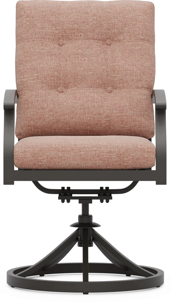 Lake Breeze Aged Bronze Outdoor Swivel Dining Chair with Terracotta Cushions - Thumbnail - Image 2