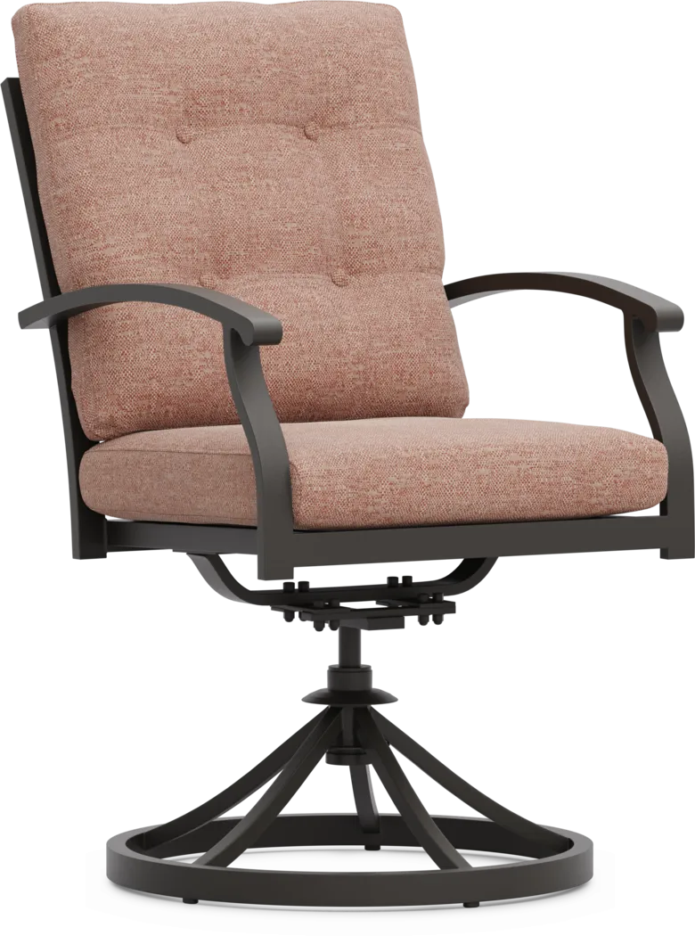 Lake Breeze Aged Bronze Outdoor Swivel Dining Chair with Terracotta Cushions - Thumbnail - Image 1