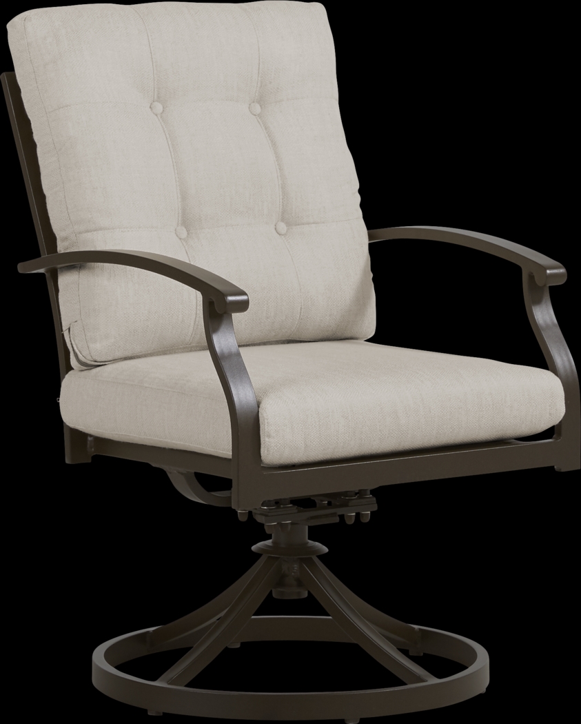 Lake Breeze Aged Bronze Outdoor Swivel Dining Chair with Wren Cushions - Thumbnail - Image 1