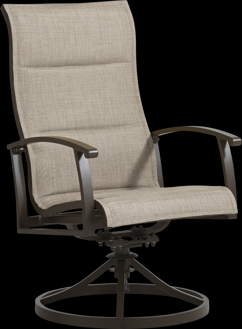 Lake Breeze Aged Bronze Outdoor Swivel Sling Dining Chair - Thumbnail - Image 1