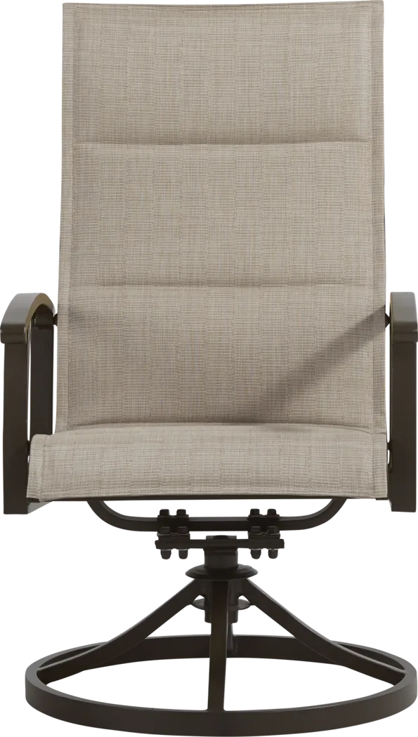 Lake Breeze Aged Bronze Outdoor Swivel Sling Dining Chair - Image 2