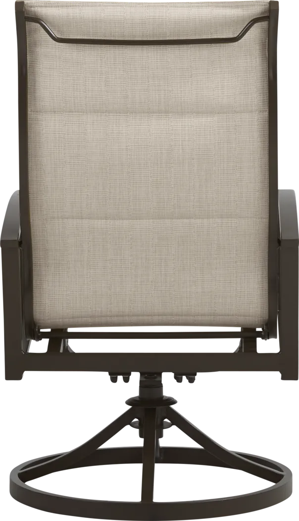 Lake Breeze Aged Bronze Outdoor Swivel Sling Dining Chair - Image 3