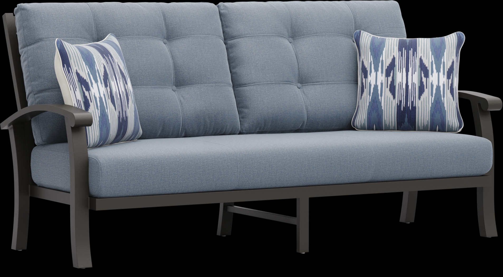 Lake Breeze Aged Bronze Outdoor 4 Pc Seating Set with Blueberry Cushions - Thumbnail - Image 3