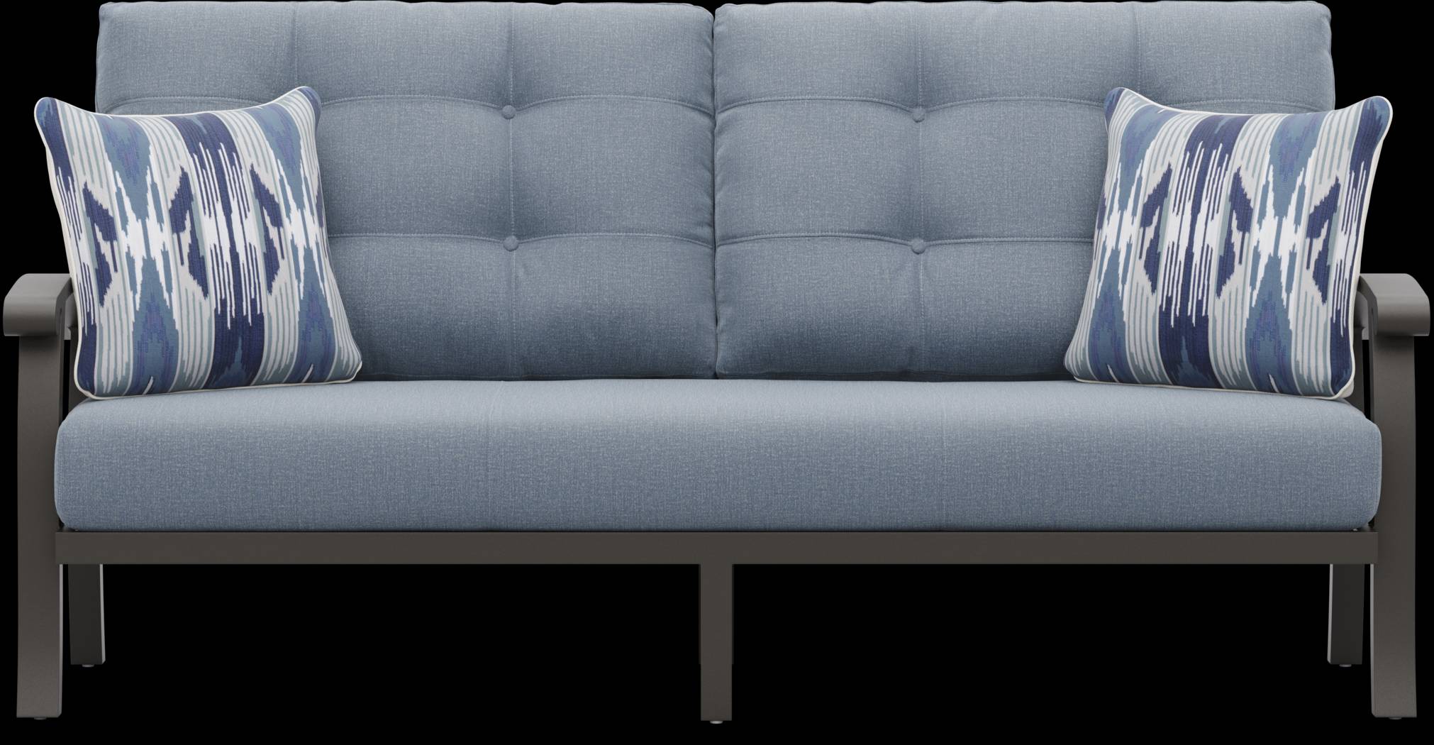 Lake Breeze Aged Bronze Outdoor 4 Pc Seating Set with Blueberry Cushions - Thumbnail - Image 2