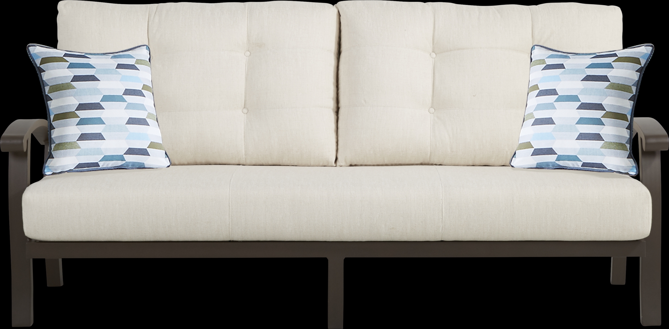 Lake Breeze Aged Bronze Outdoor Sofa with Parchment Cushions - Thumbnail - Image 3