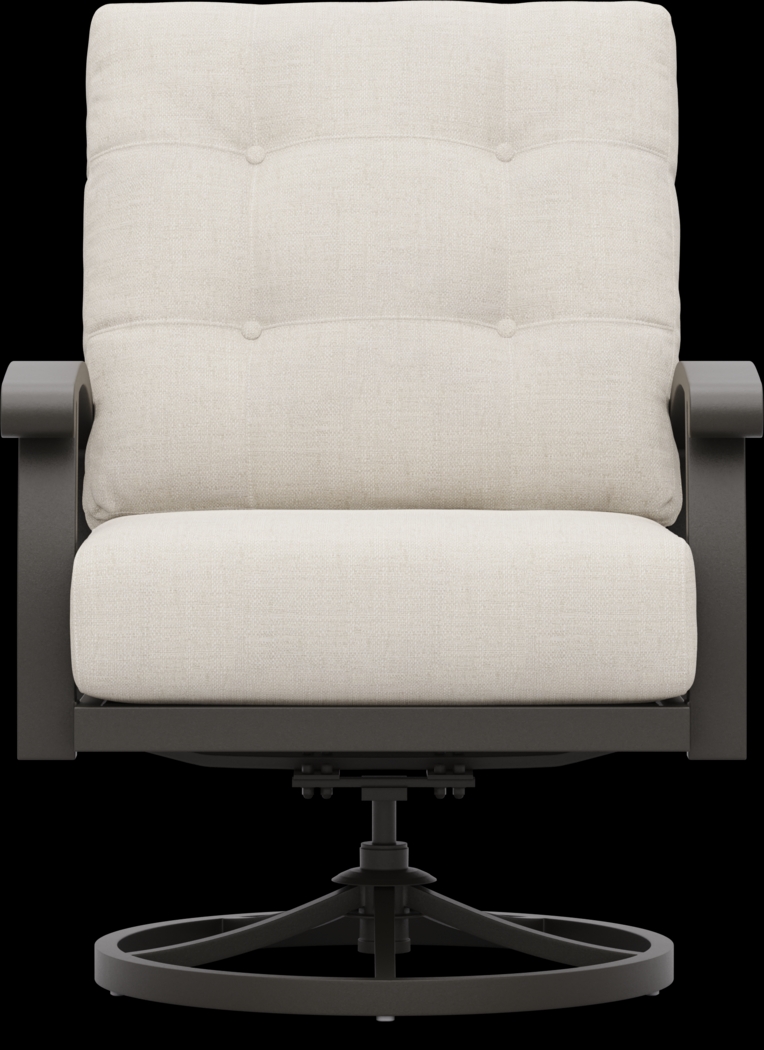 Lake Breeze Aged Bronze 5 Pc Outdoor Fire Pit Seating Set with Swivel Chairs and Parchment Cushions - Thumbnail - Image 5