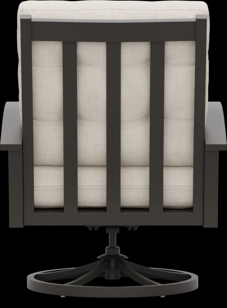 Lake Breeze Aged Bronze 5 Pc Outdoor Fire Pit Seating Set with Swivel Chairs and Parchment Cushions - Thumbnail - Image 6