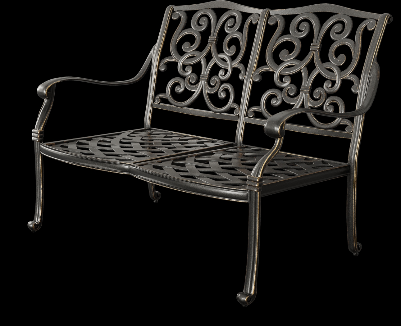 Lake Como Antique Bronze Outdoor Bench - Thumbnail - Image 3
