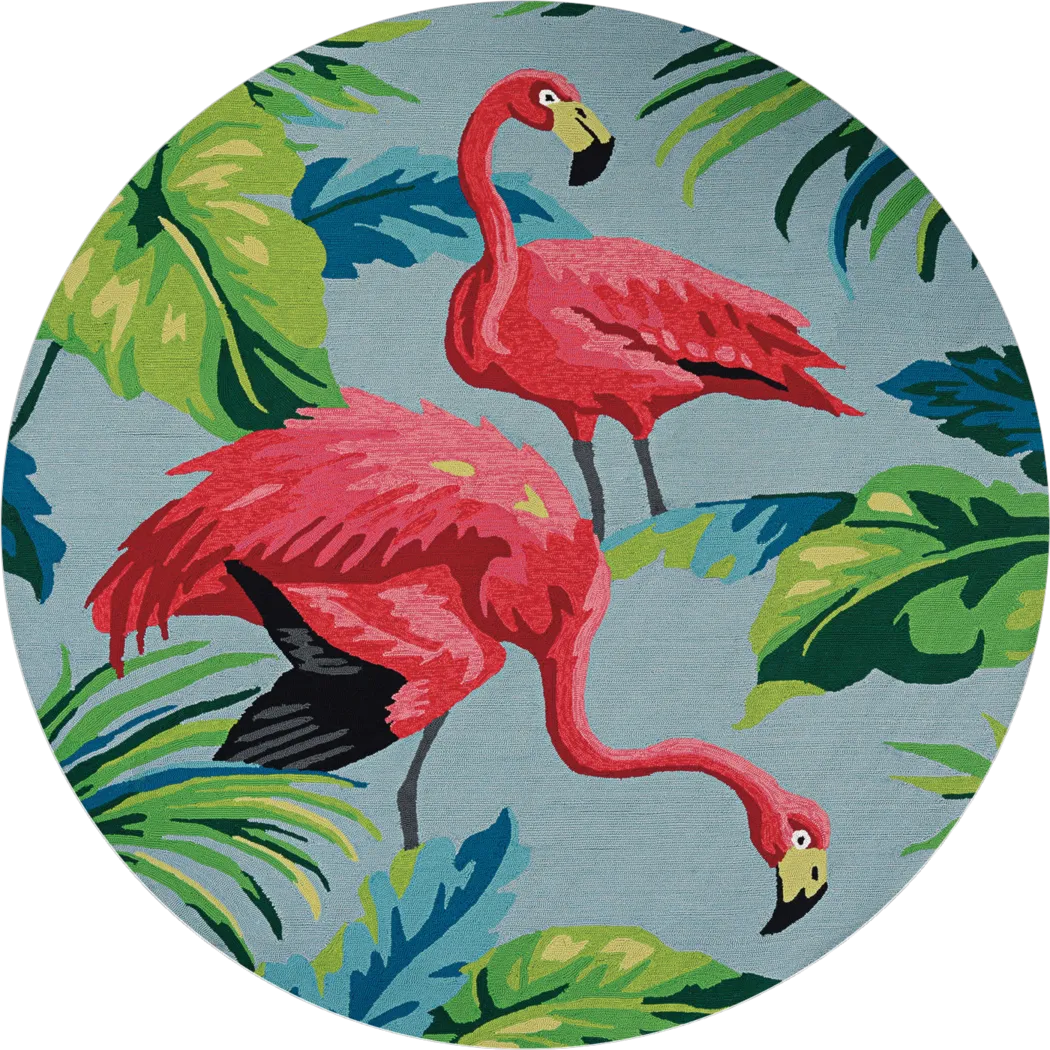 Lake Reflections Blue 7'10 Indoor/Outdoor Round Rug - Thumbnail - Image 1