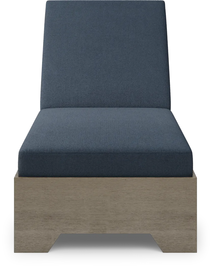 Lake Tahoe Gray Outdoor Chaise with Indigo Cushions - Thumbnail - Image 2