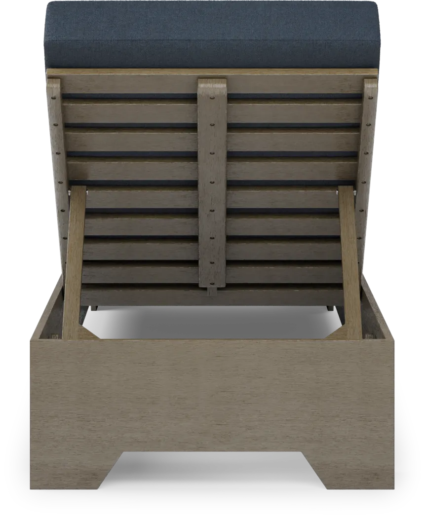 Lake Tahoe Gray Outdoor Chaise with Indigo Cushions - Thumbnail - Image 3