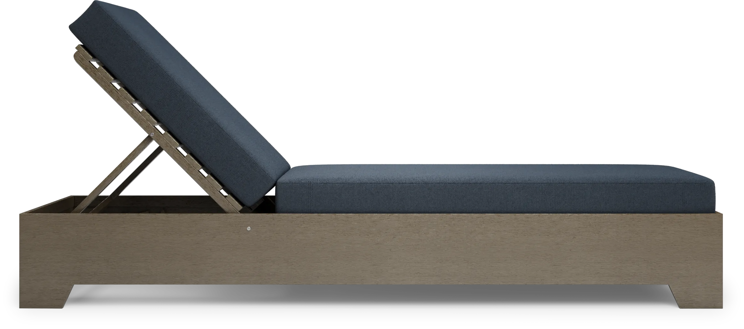 Lake Tahoe Gray Outdoor Chaise with Indigo Cushions - Thumbnail - Image 4