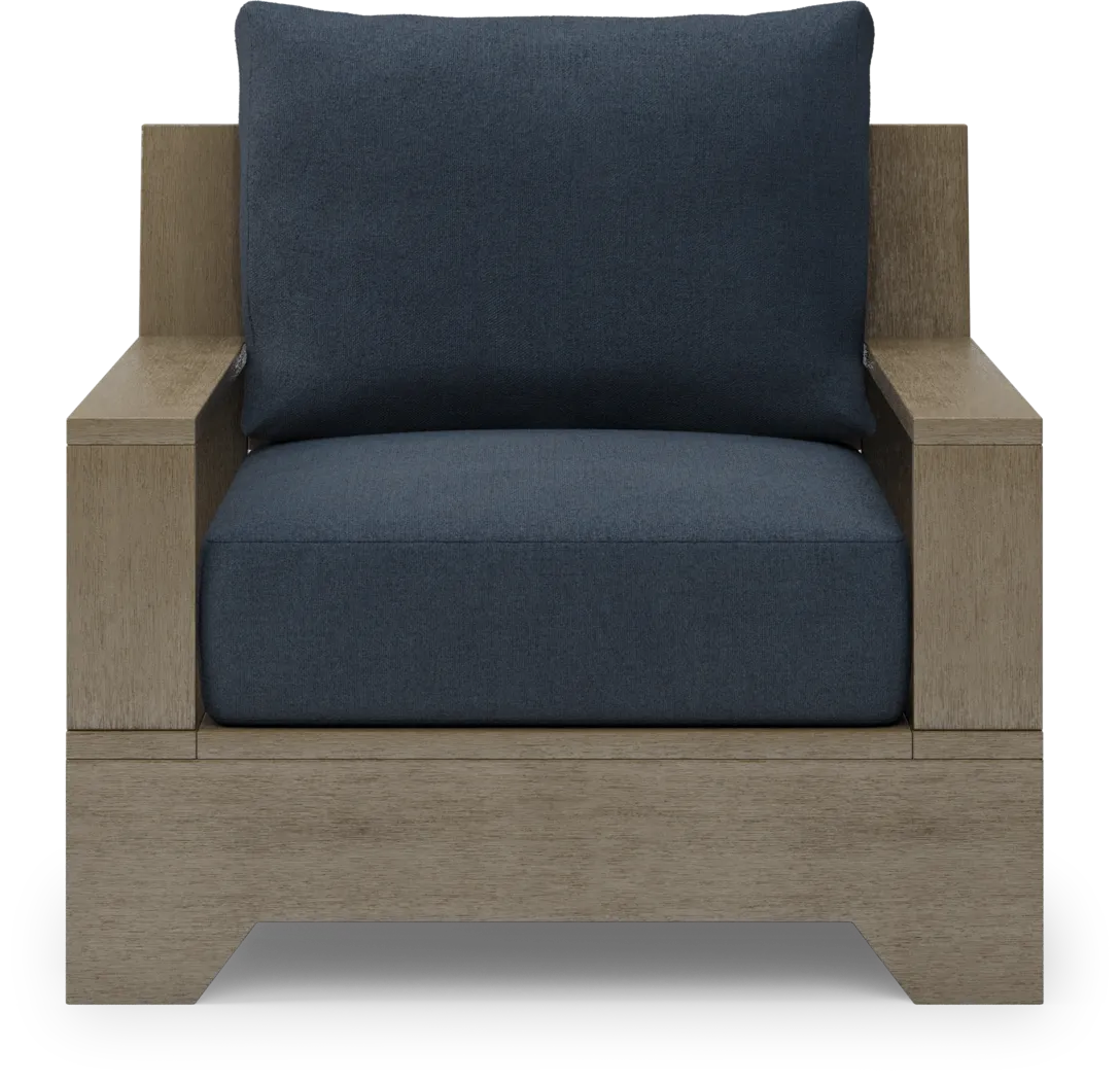 Cindy Crawford Home Lake Tahoe Gray Outdoor Club Chair with Indigo Cushions - Image 3