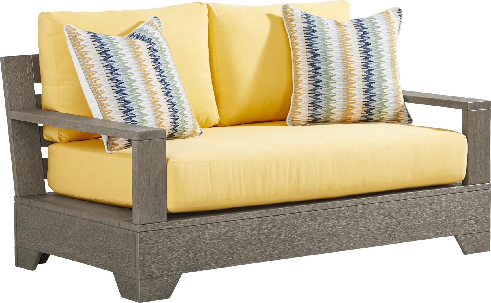 Lake Tahoe Gray Outdoor Loveseat with Buttercup Cushions - Thumbnail - Image 2