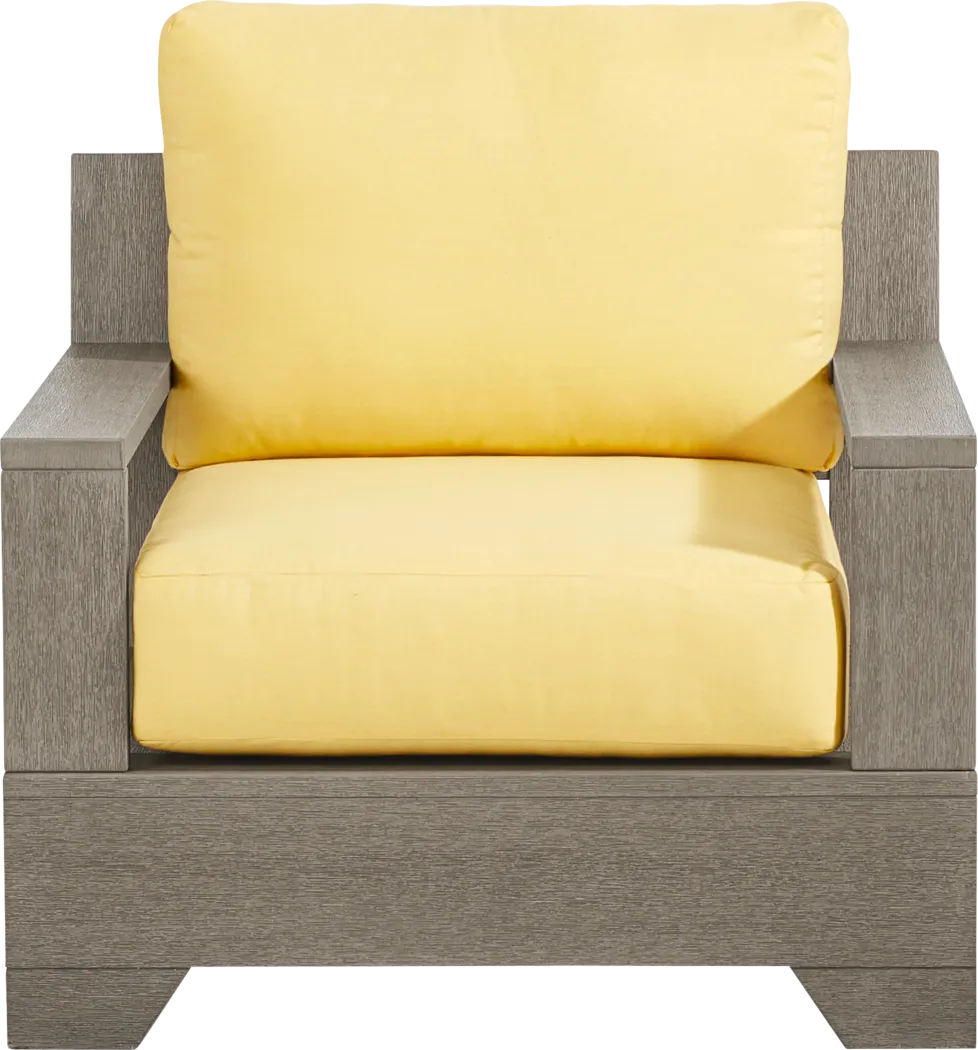 Lake Tahoe Gray Outdoor Club Chair with Buttercup Cushions - Thumbnail - Image 2