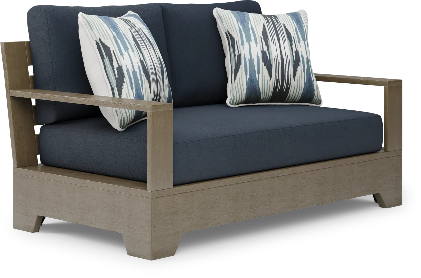 Lake Tahoe Gray 4 Pc Outdoor Loveseat Seating Set with Indigo Cushions - Thumbnail - Image 3