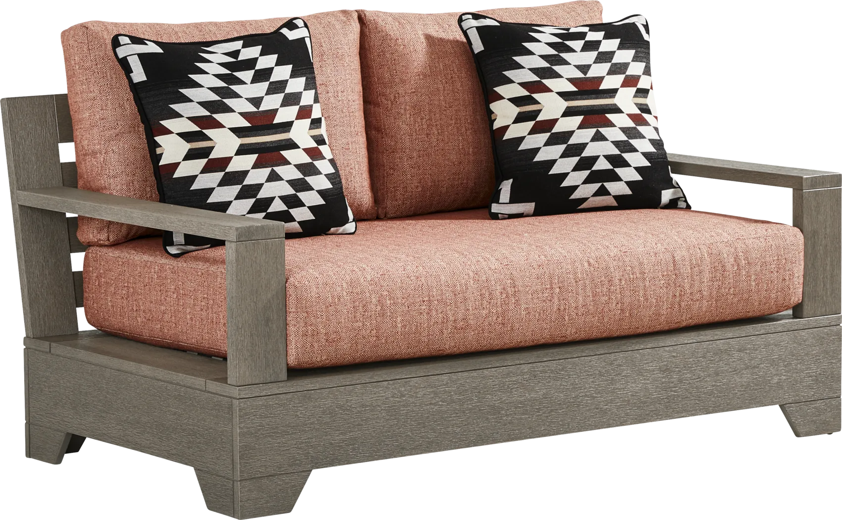 Lake Tahoe Gray Outdoor Loveseat with Terracotta Cushions - Thumbnail - Image 2