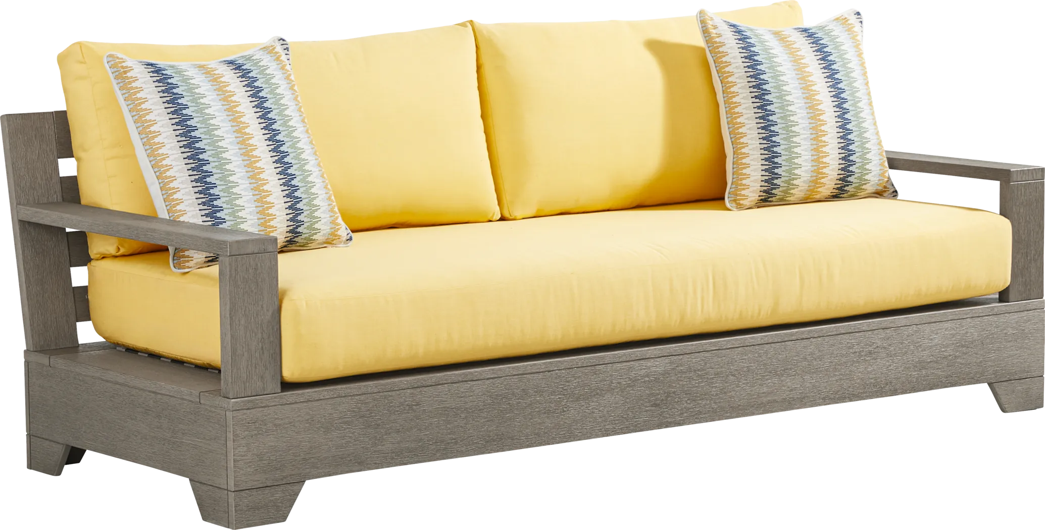 Lake Tahoe Gray Outdoor Sofa with Buttercup Cushions - Thumbnail - Image 2