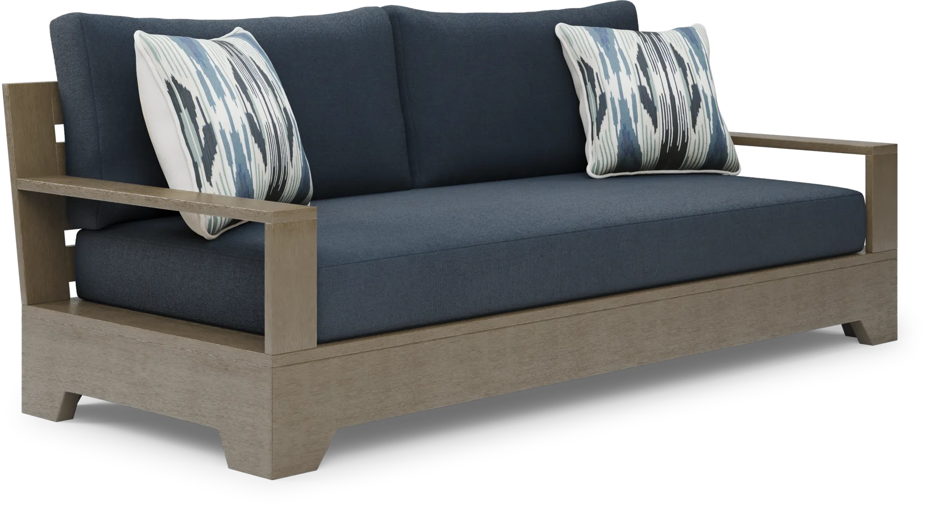 Lake Tahoe Gray 4 Pc Outdoor Sofa Seating Set with Indigo Cushions - Thumbnail - Image 3