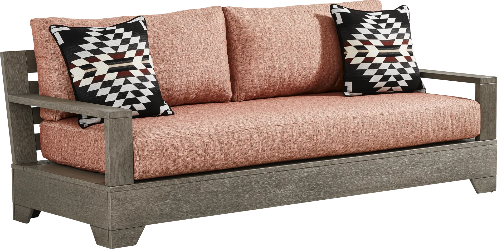 Lake Tahoe Gray Outdoor Sofa with Terracotta Cushions - Thumbnail - Image 2
