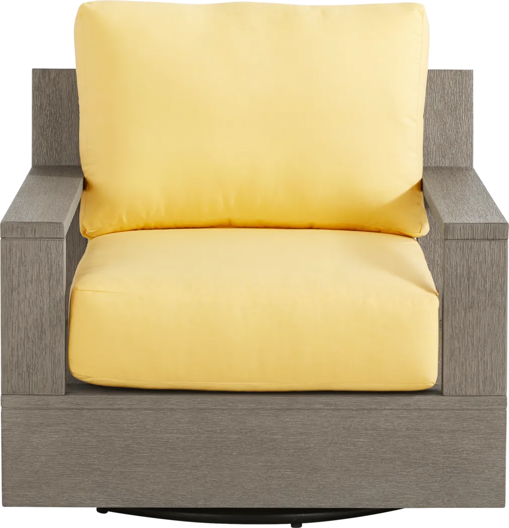 Lake Tahoe Gray Outdoor Swivel Chair with Buttercup Pillows - Thumbnail - Image 2