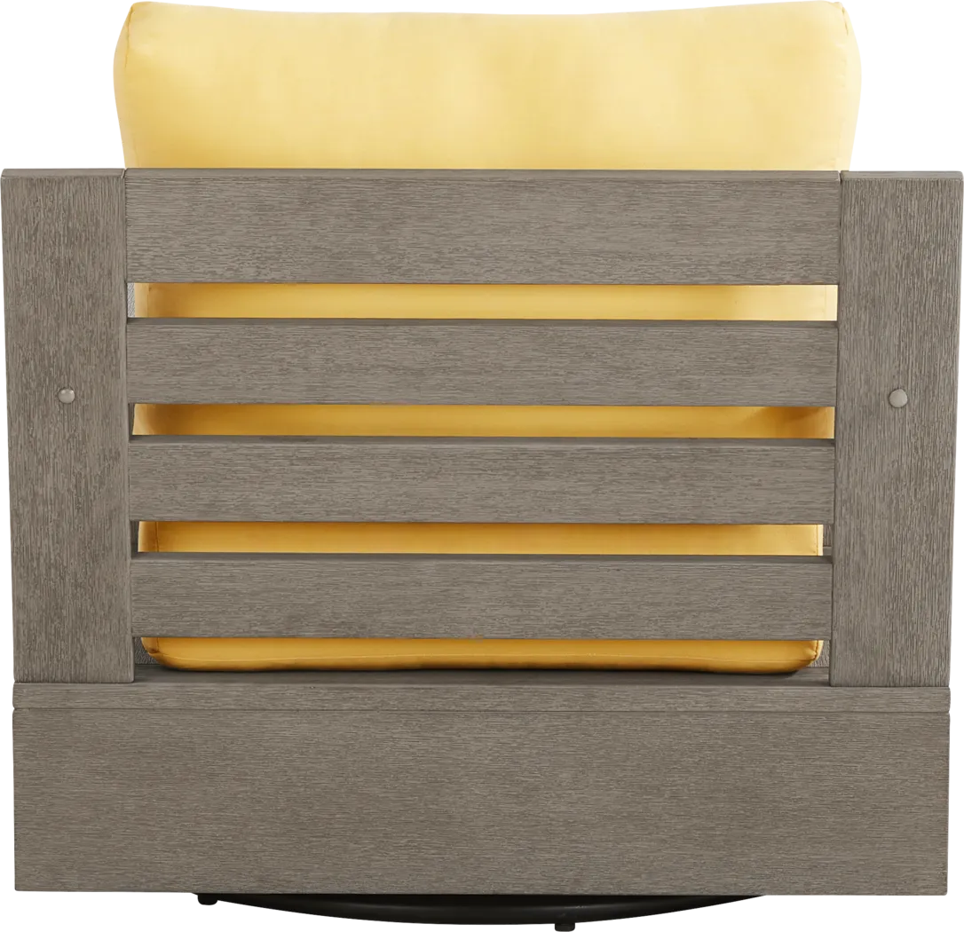 Lake Tahoe Gray Outdoor Swivel Chair with Buttercup Pillows - Thumbnail - Image 3