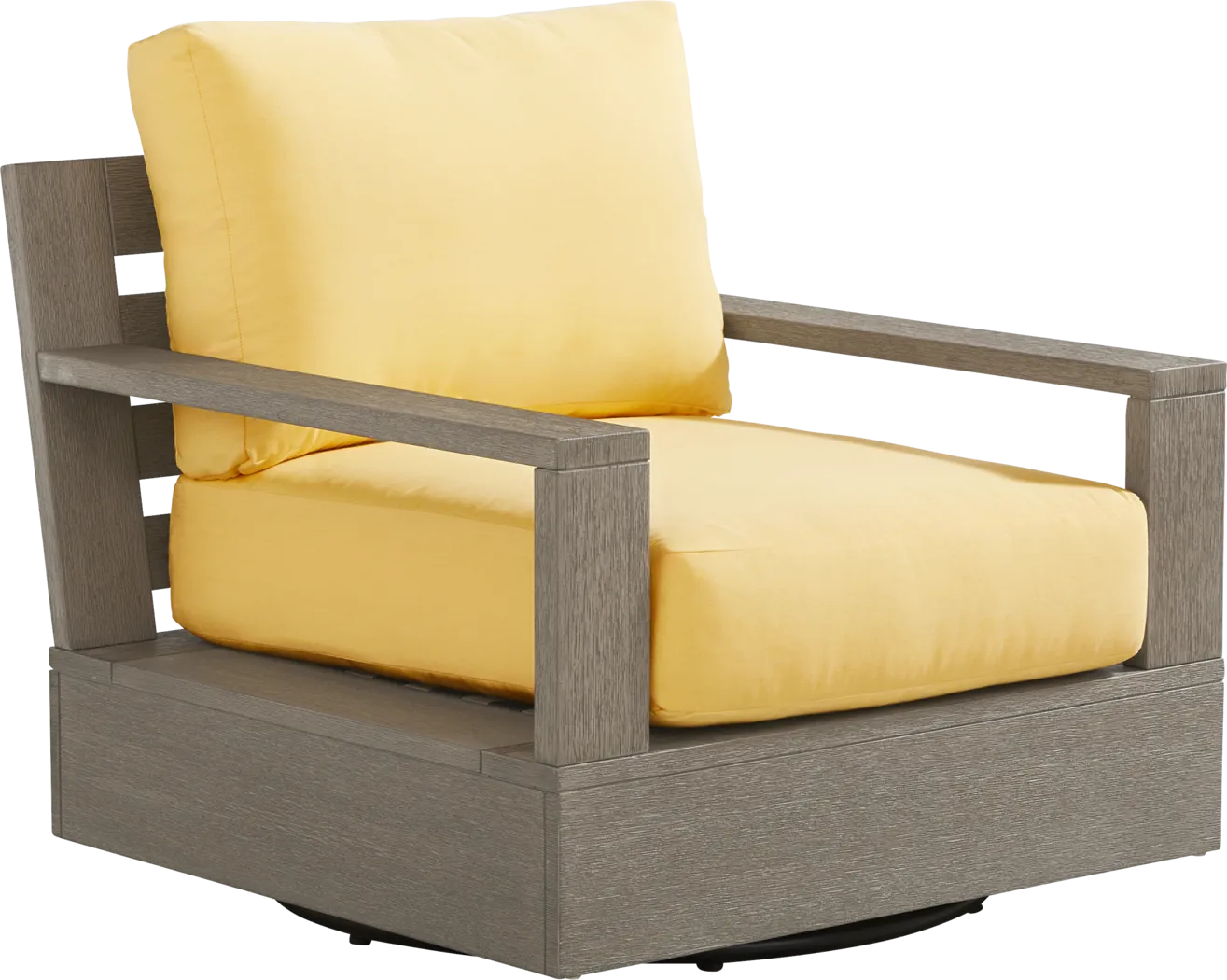 Lake Tahoe Gray Outdoor Swivel Chair with Buttercup Pillows - Thumbnail - Image 1