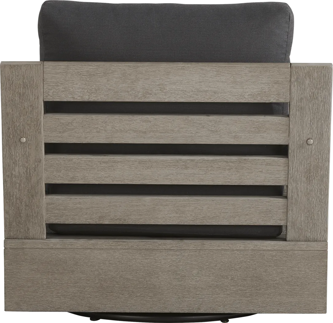 Lake Tahoe Gray Outdoor Swivel Chair with Charcoal Pillows - Thumbnail - Image 3