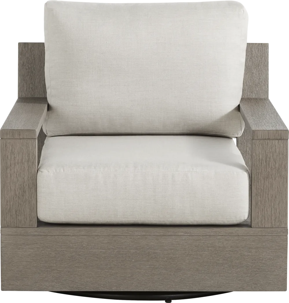 Lake Tahoe Gray Outdoor Swivel Chair with Seagull Pillows - Thumbnail - Image 2