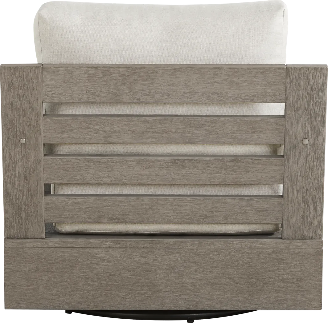 Lake Tahoe Gray Outdoor Swivel Chair with Seagull Pillows - Thumbnail - Image 3