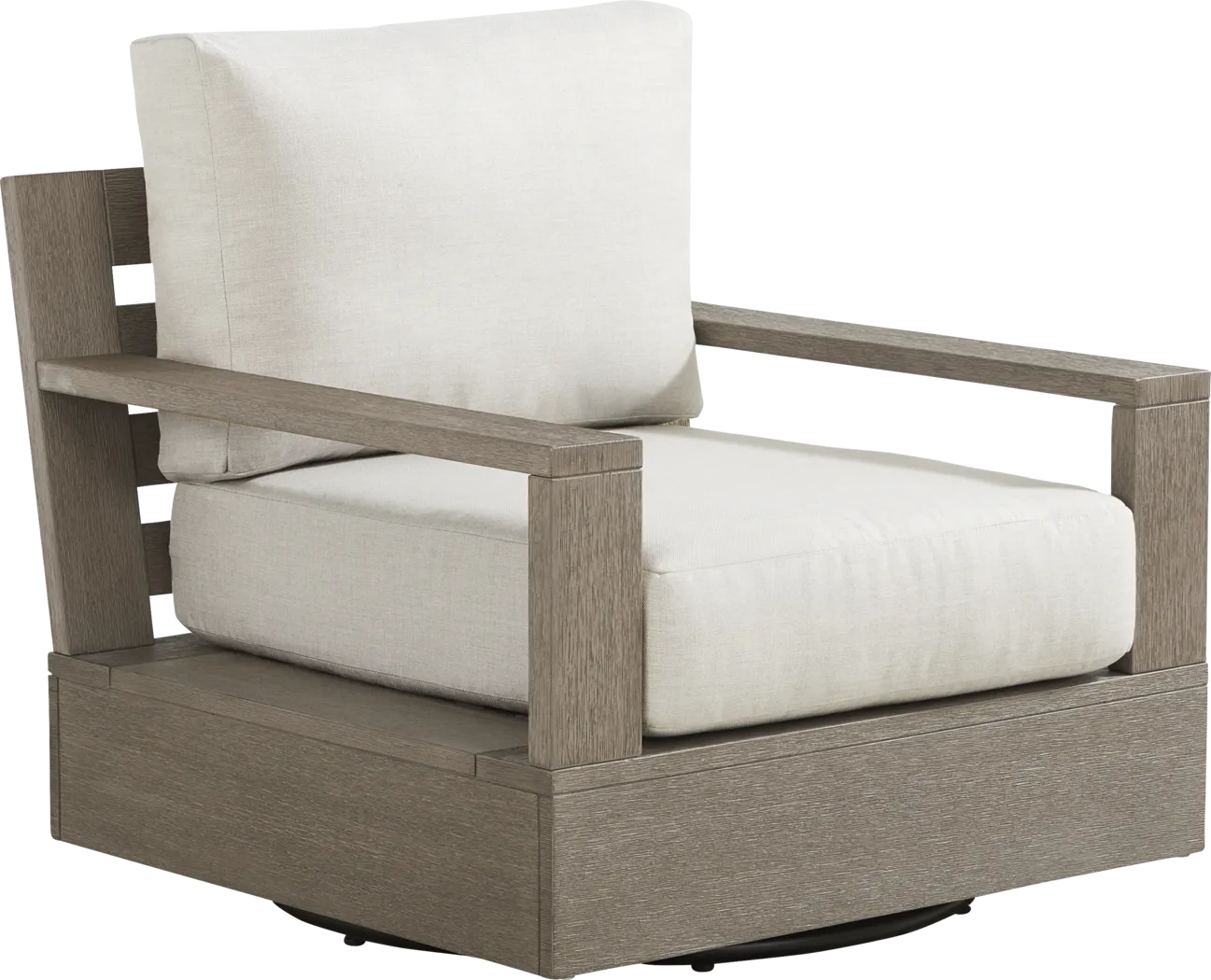 Lake Tahoe Gray Outdoor Swivel Chair with Seagull Pillows - Thumbnail - Image 1