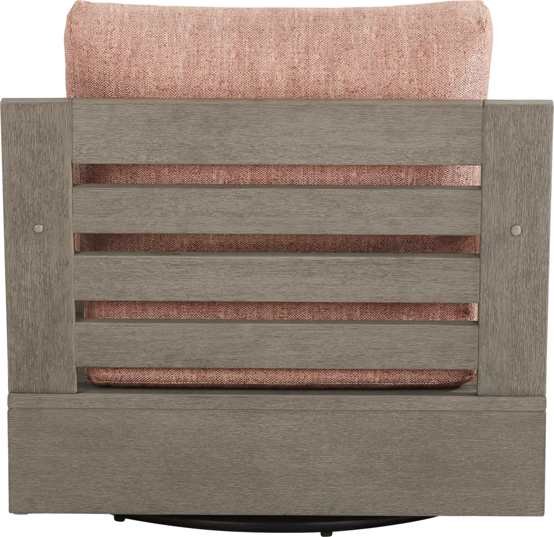 Lake Tahoe Gray Outdoor Swivel Chair with Terracotta Pillows - Thumbnail - Image 3