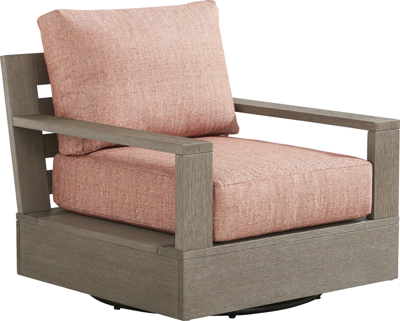 Lake Tahoe Gray Outdoor Swivel Chair with Terracotta Pillows - Thumbnail - Image 1