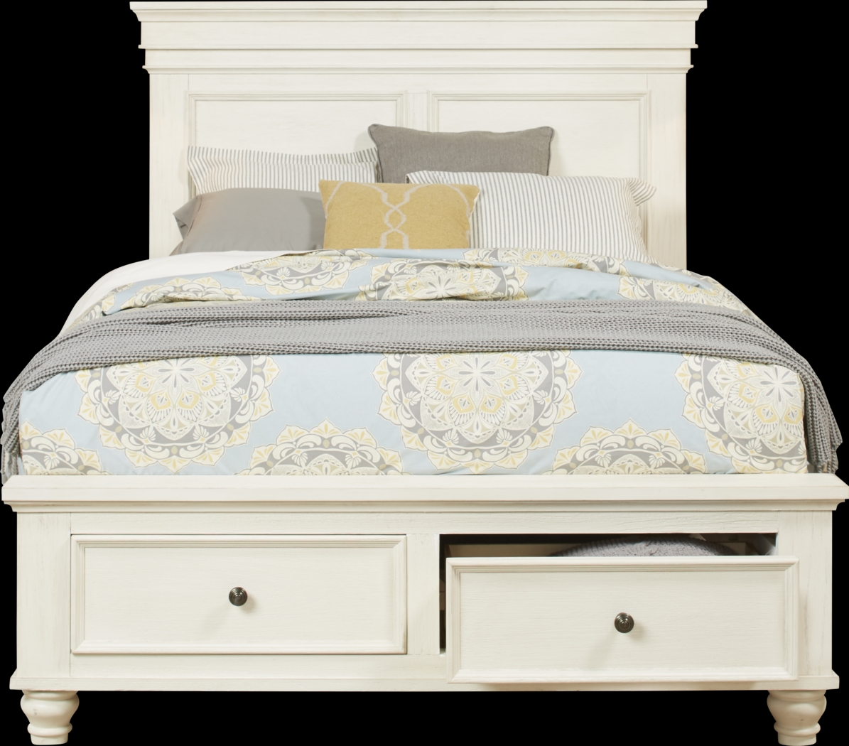 Lake Town Off-White 5 Pc King Panel Bedroom with Storage - Thumbnail - Image 4