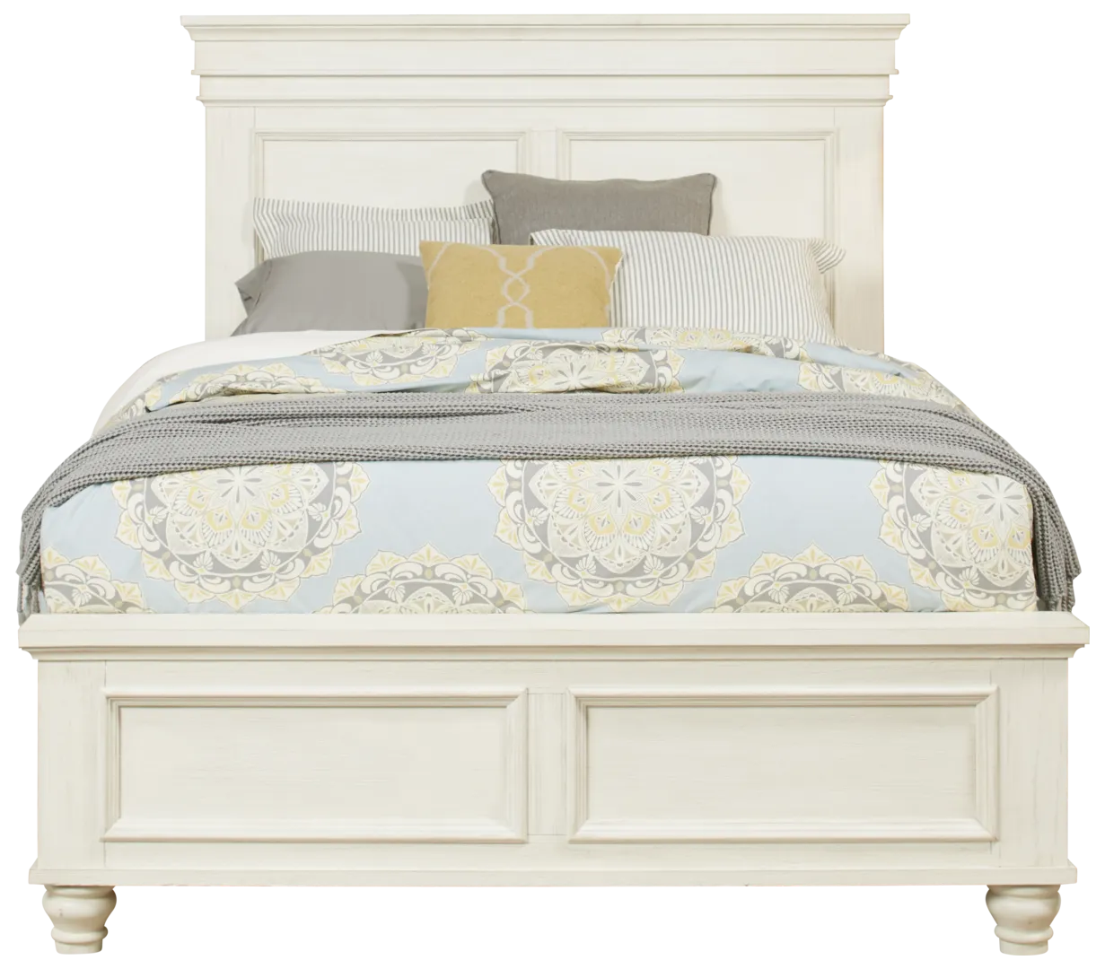 off-white 3 pc king panel bed